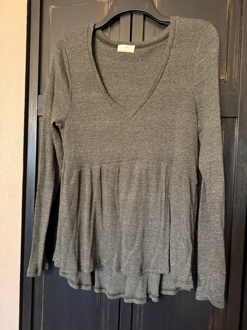 Anthropologie V-Neck Long Sleeve Peplum